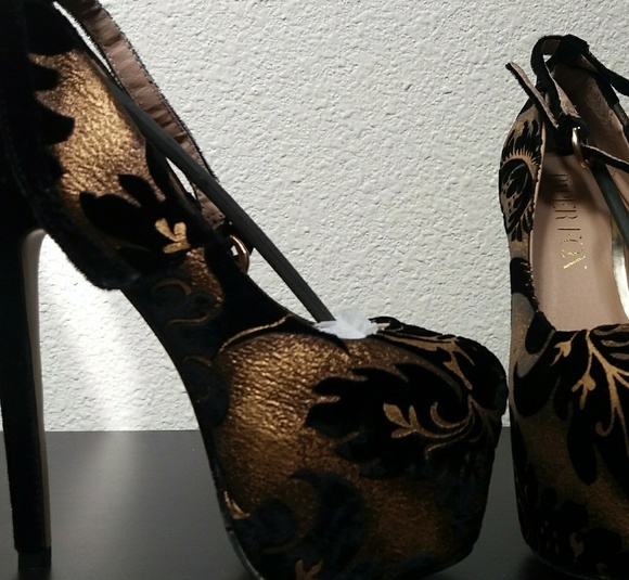 bronze high heel shoes